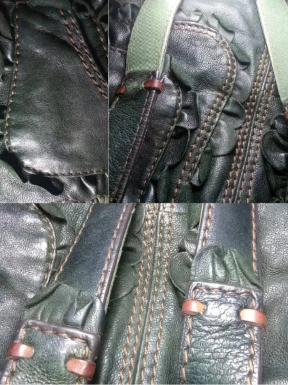 Lucky Brand Green Italian Lamb Leather Rocken Ruffles Tote